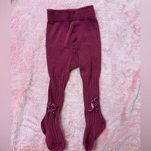 Children's Ribbed Tights - Deep Red